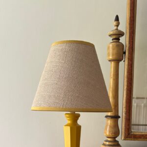 8” hessian empire shade with yellow linen trim