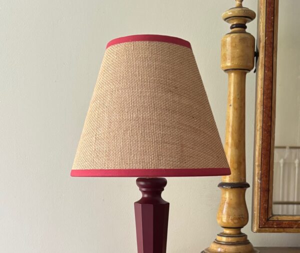8” hessian empire shade with red trim
