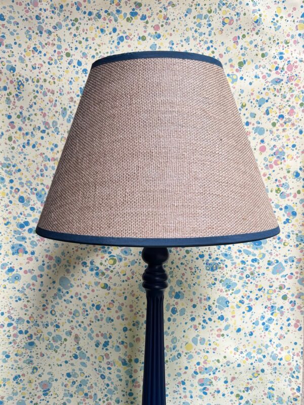 Hessian empire shade with blue trim