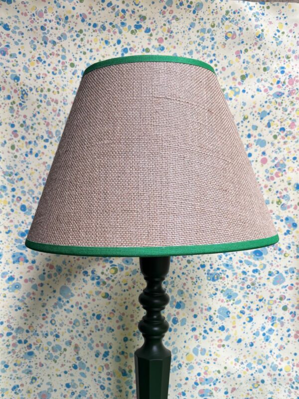 Hessian empire shade with green trim