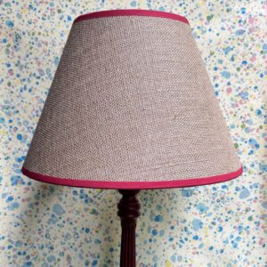 Hessian empire shade with red trim