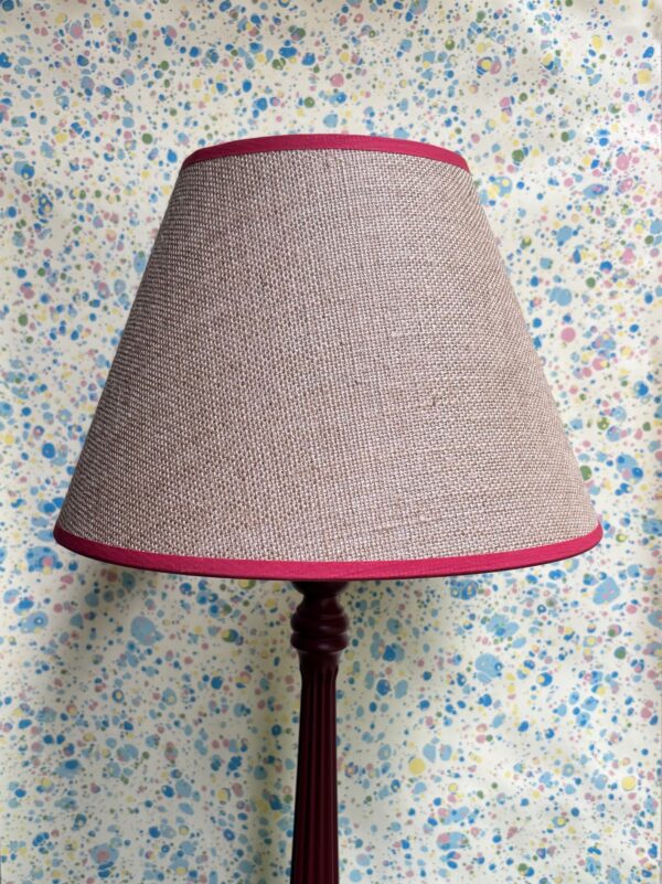 Hessian empire shade with red trim