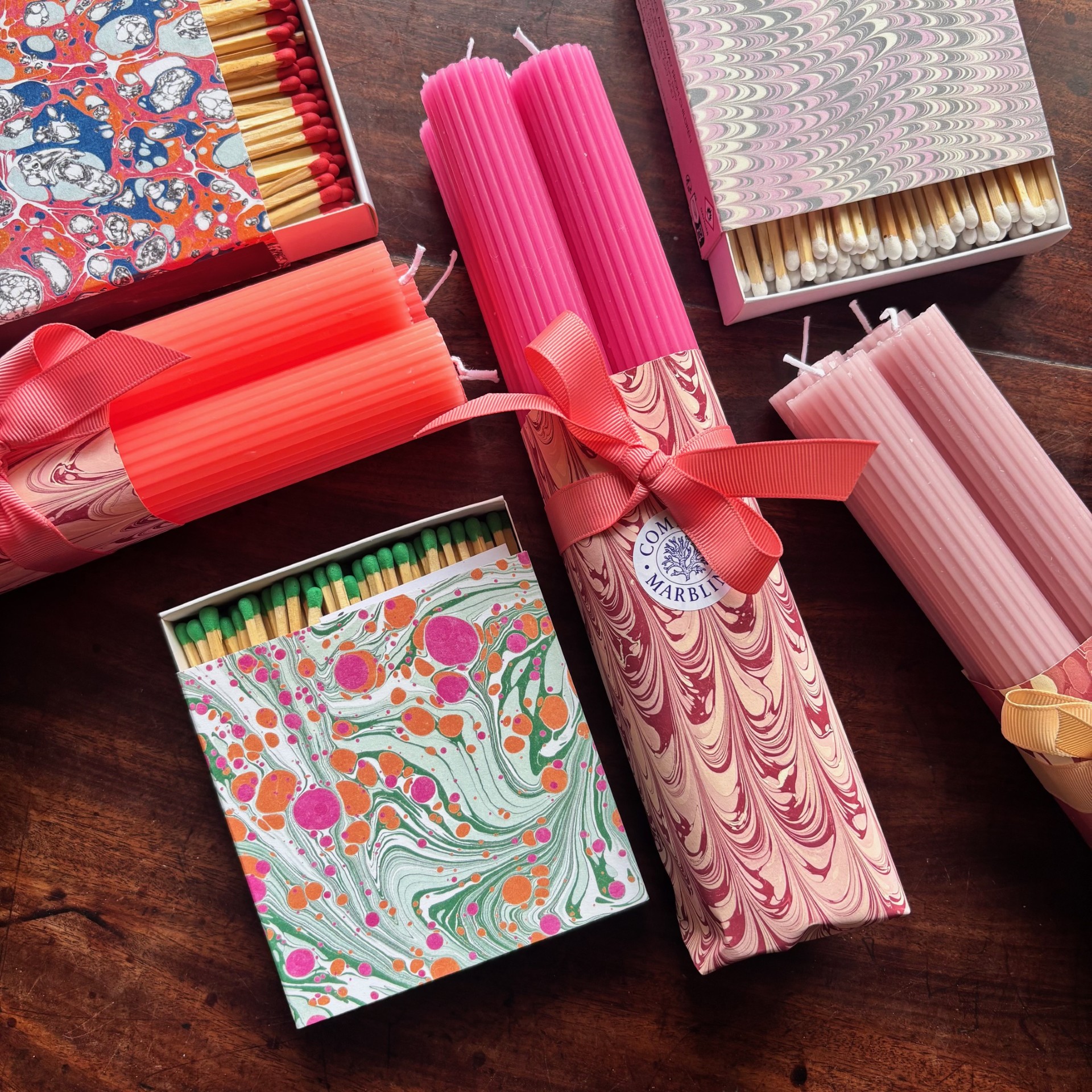 Scalloped Candles & Square Matchbox