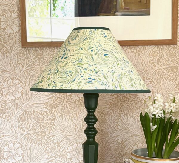 16" Yarn Coolie Shade with forest green trim