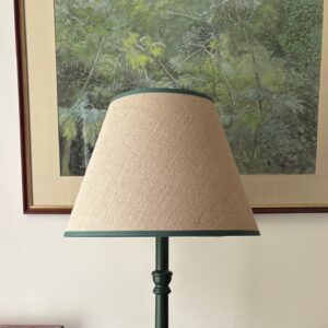 14” Hessian empire shade with forest green trim