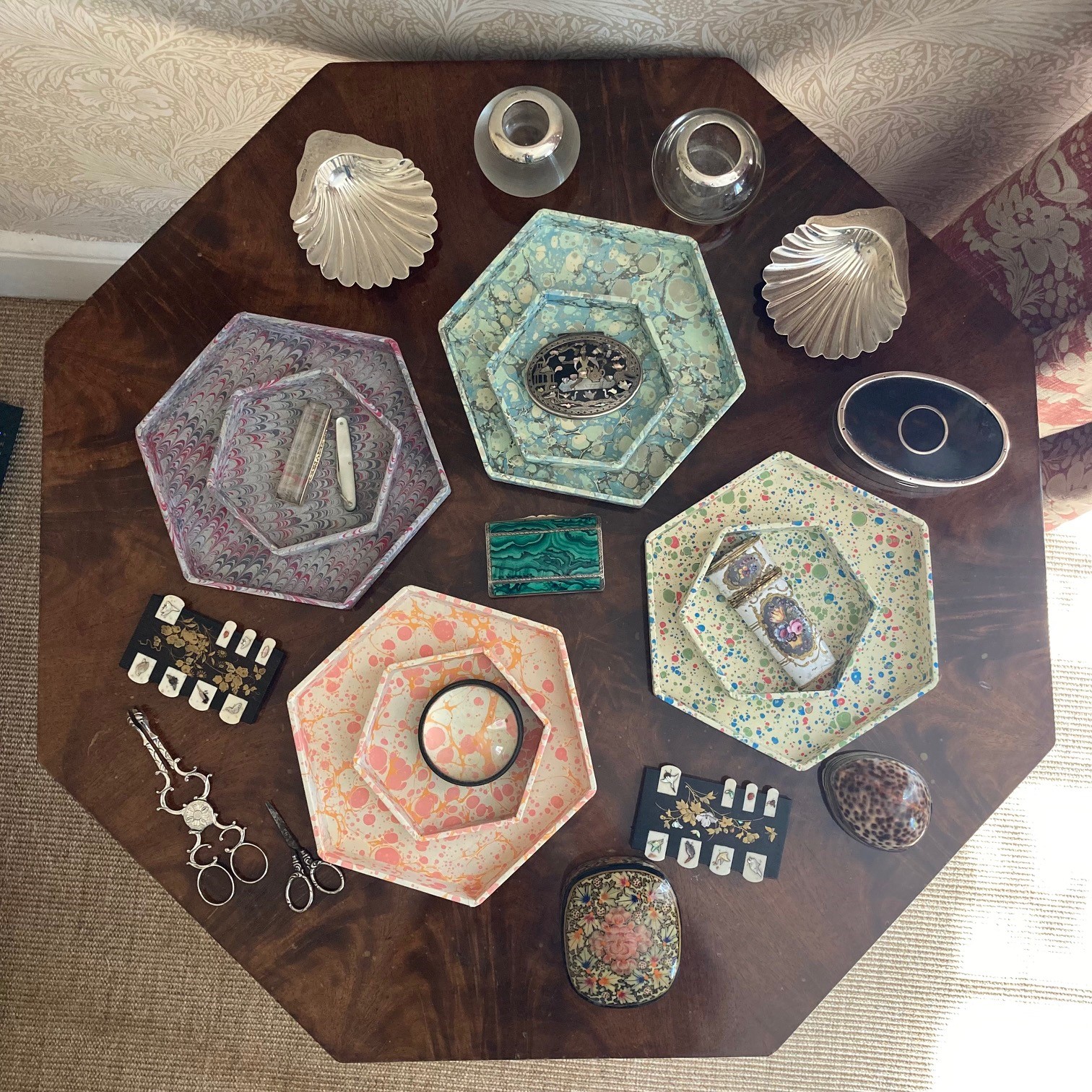 Hexagonal Trinket tray – Compton Marbling